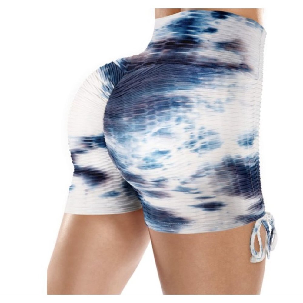 Women Workout Shorts Brazilian Textured Booty Lifting Anti-Cellulite Shorts, L